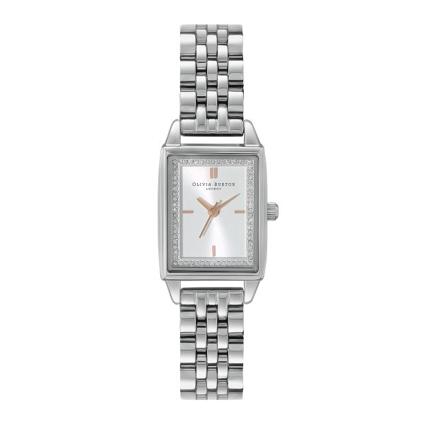 21mm Rectangle White & Silver Bracelet Watch