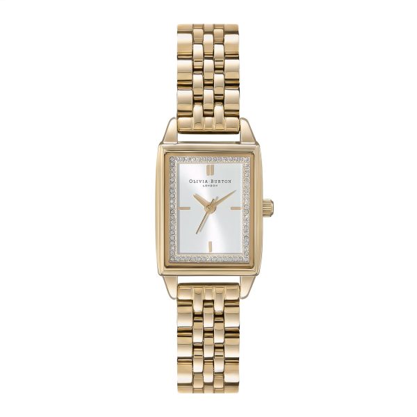 21mm Rectangle White & Gold Bracelet Watch