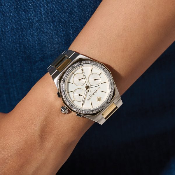 38mm Hexa Multi-Function White & Two Tone Bracelet Watch - Image 3