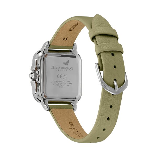 28mm Grosvenor Silver & Sage Green Leather Strap Watch - Image 5