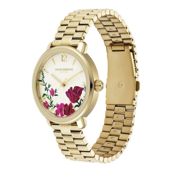 36mm Vintage Floral Gold Bracelet Watch - Image 2
