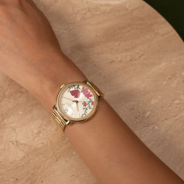 36mm Vintage Floral Gold Bracelet Watch - Image 3