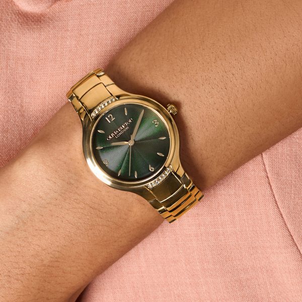 34mm Lea Forest Green & Gold Bracelet Watch - Image 3