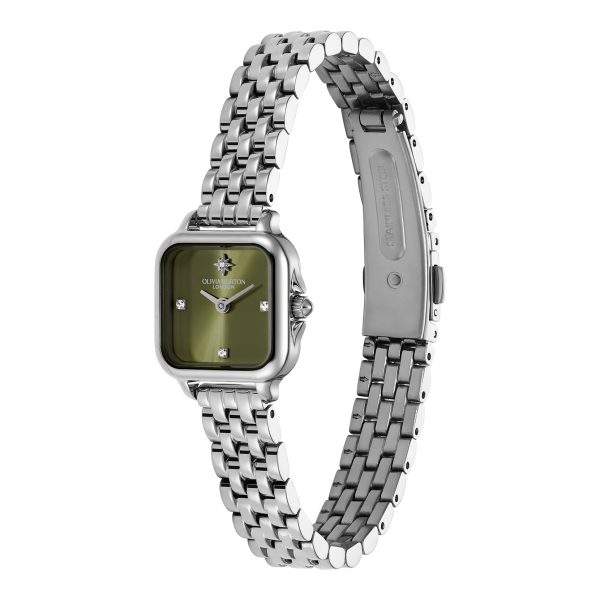 20mm Mini Grosvenor Sage Green & Silver Bracelet Watch - Image 2