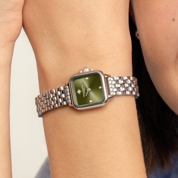 20mm Mini Grosvenor Sage Green & Silver Bracelet Watch - Image 3