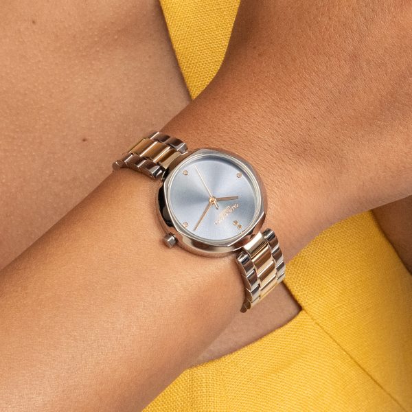 32mm Dimension T-Bar Chalk Blue & Two Tone Bracelet Watch - Image 3