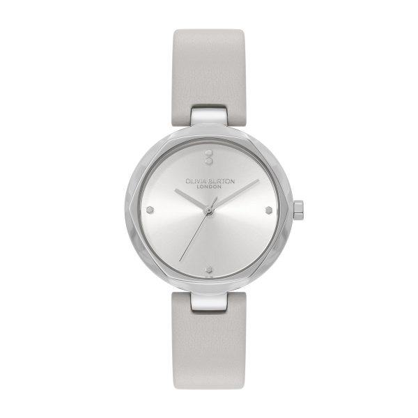 32mm Dimension T-Bar Silver & Earl Grey Leather Strap Watch