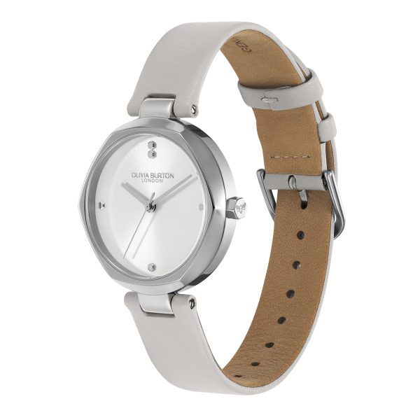 32mm Dimension T-Bar Silver & Earl Grey Leather Strap Watch - Image 2