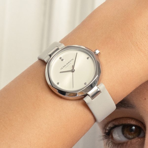 32mm Dimension T-Bar Silver & Earl Grey Leather Strap Watch - Image 3