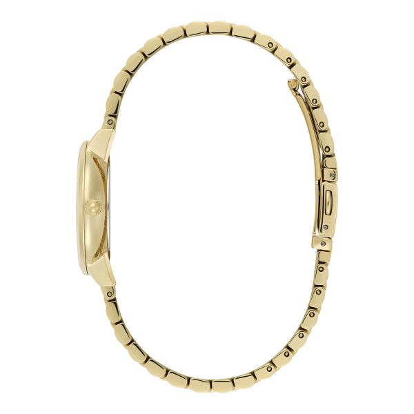 28mm Honeycomb Ultra Slim Forest Green & Gold Bracelet Watch - Image 4