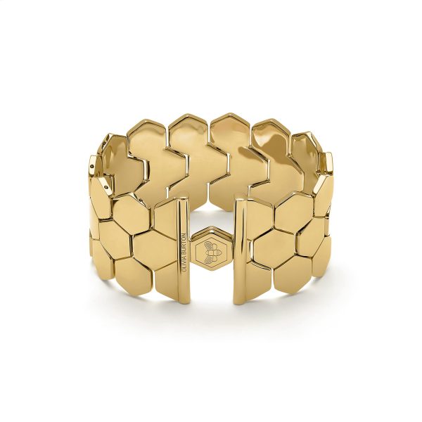 Honeycomb Gold Plated Cuff Bracelet - Image 2