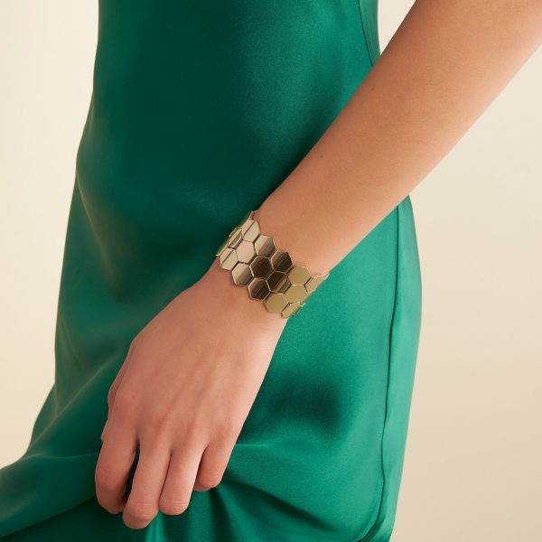 Honeycomb Gold Plated Cuff Bracelet - Image 3