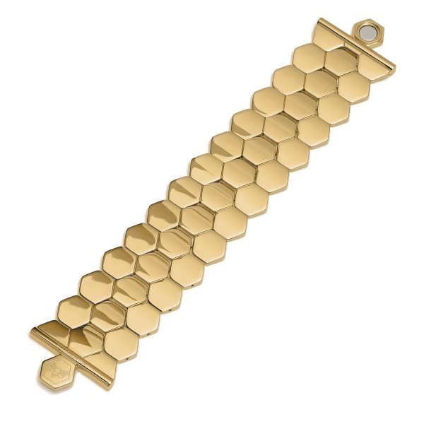 Honeycomb Gold Plated Cuff Bracelet - Image 4
