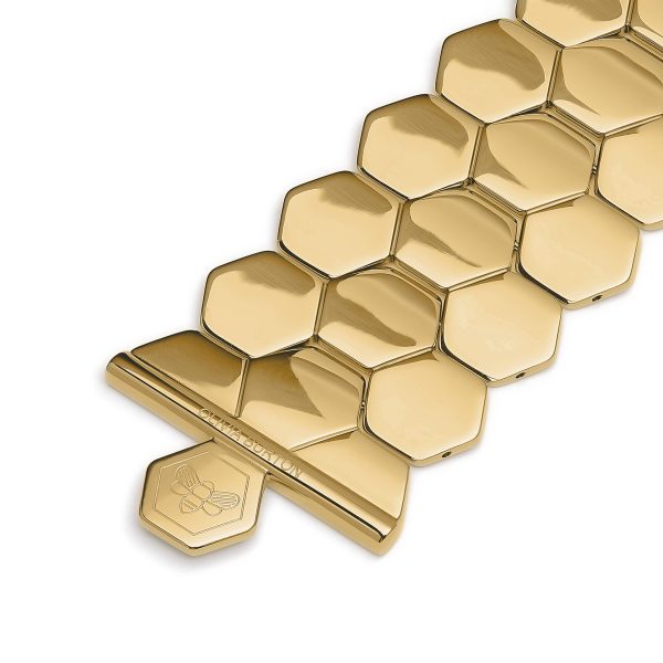 Honeycomb Gold Plated Cuff Bracelet - Image 5