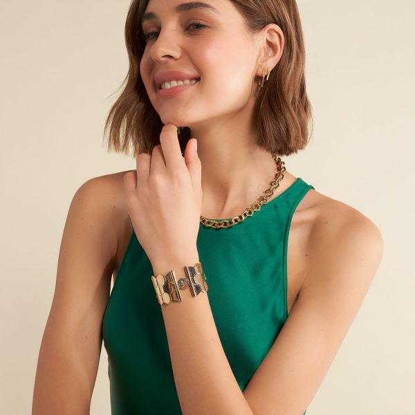 Honeycomb Gold Plated Cuff Bracelet - Image 6