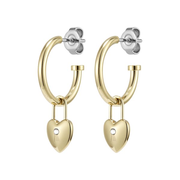 Locked Heart Gold Plated Hoop Earrings - Image 2