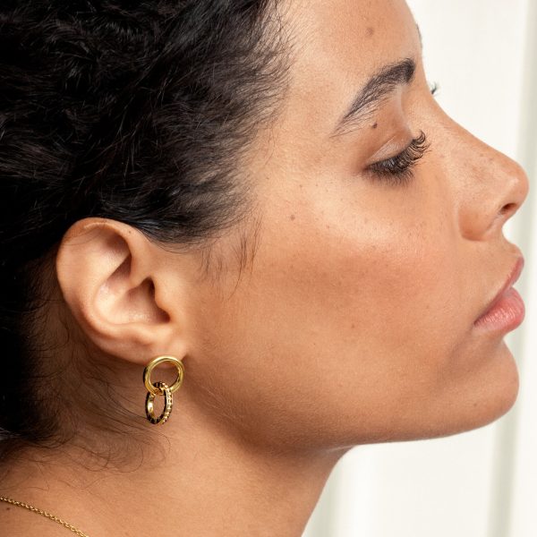 Amity Interlock Gold Plated Stud Earrings - Image 3