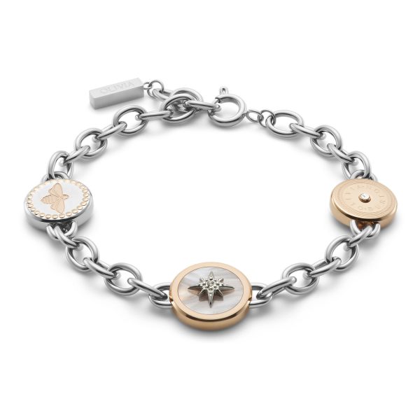 Bee and North Star Silver & Rose Gold Plated Charm Bracelet - Image 2