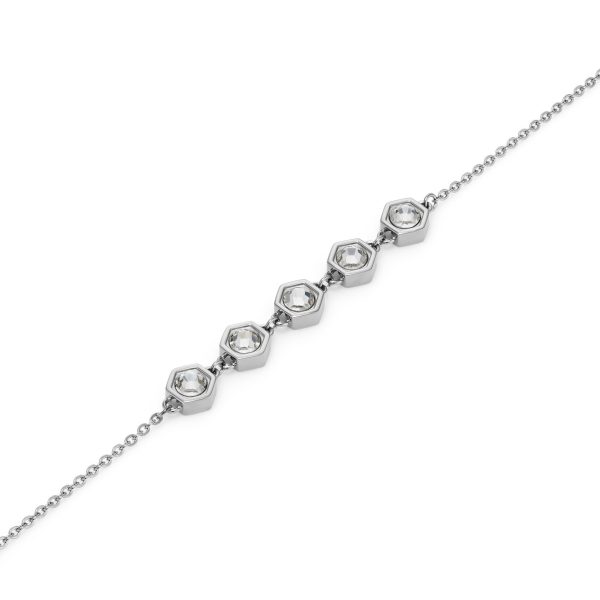 Ever Stacked Crystal Honeycomb Silver Tone Stacking Bracelet - Image 4