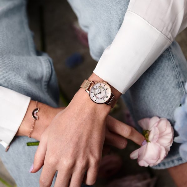 30mm White & Rose Gold Mesh Watch - Image 3